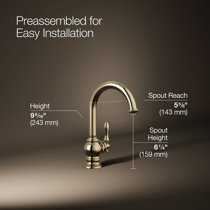 KOHLER K-24074 Artifacts Beverage faucet, vibrant french gold - view 4