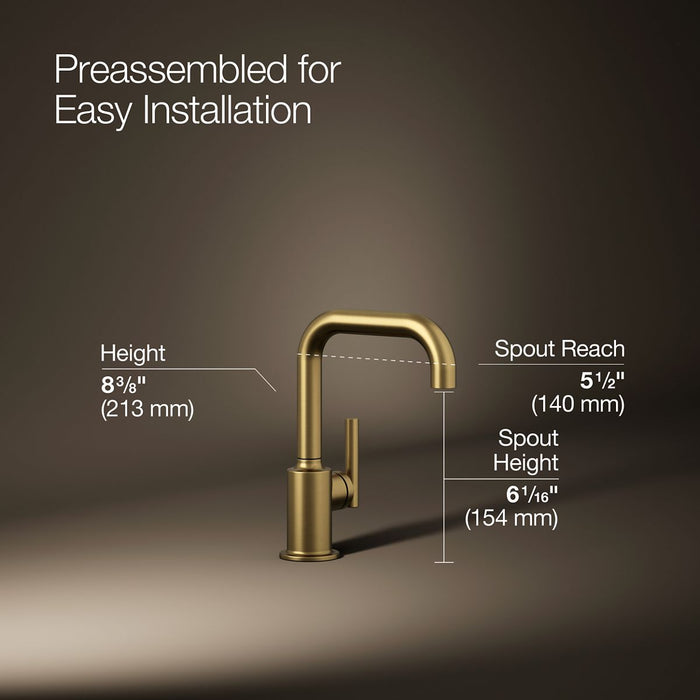 KOHLER K-24077 Purist Beverage faucet, vibrant brushed moderne brass - view 4