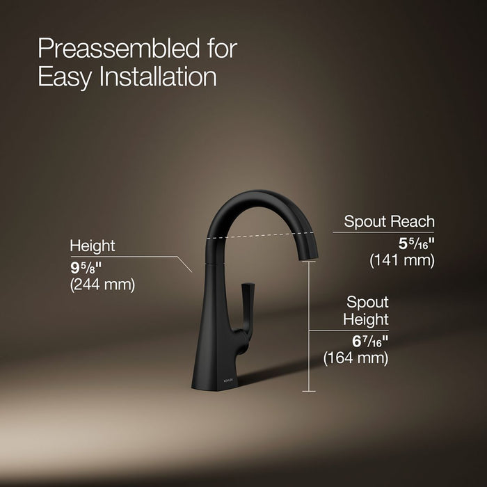 KOHLER K-24134 Graze Beverage faucet, matte black - view 4