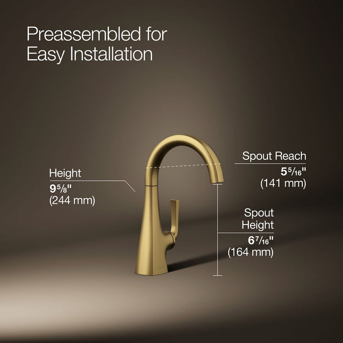 KOHLER K-24134 Graze Beverage faucet, vibrant brushed moderne brass - view 4