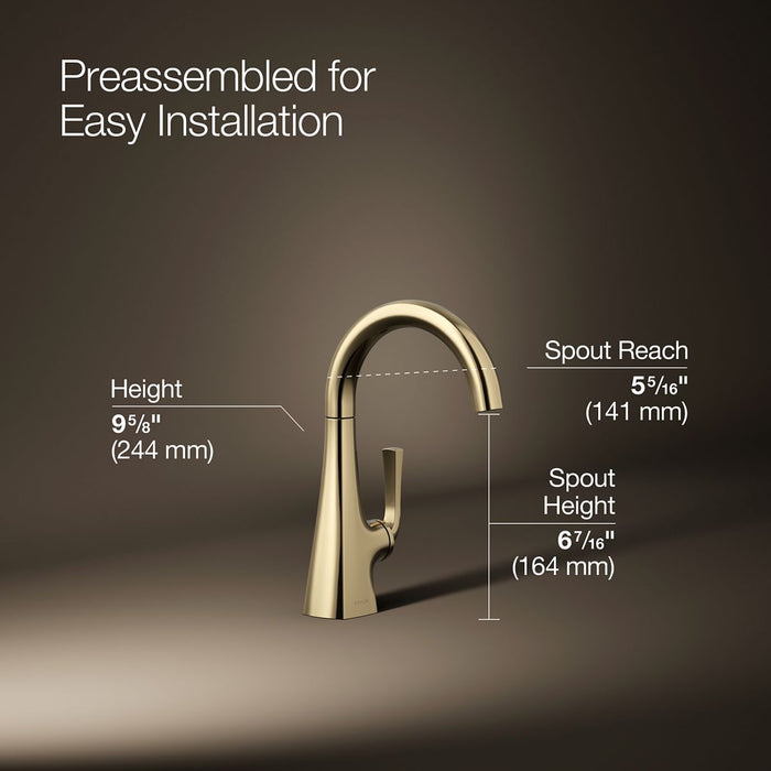 KOHLER K-24134 Graze Beverage faucet, vibrant french gold - view 4