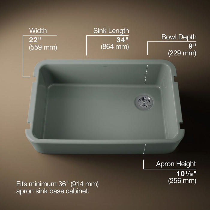 KOHLER Ironridge 34" undermount single-bowl farmhouse kitchen sink