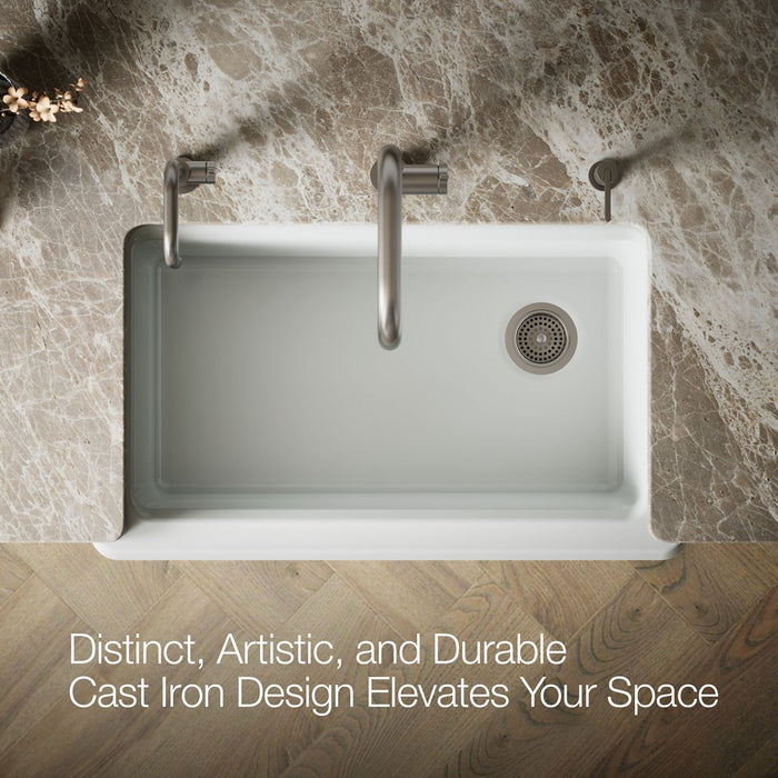 KOHLER K-24564 Riverby 35-3/4" undermount single-bowl farmhouse workstation kitchen sink, ice grey - view 4