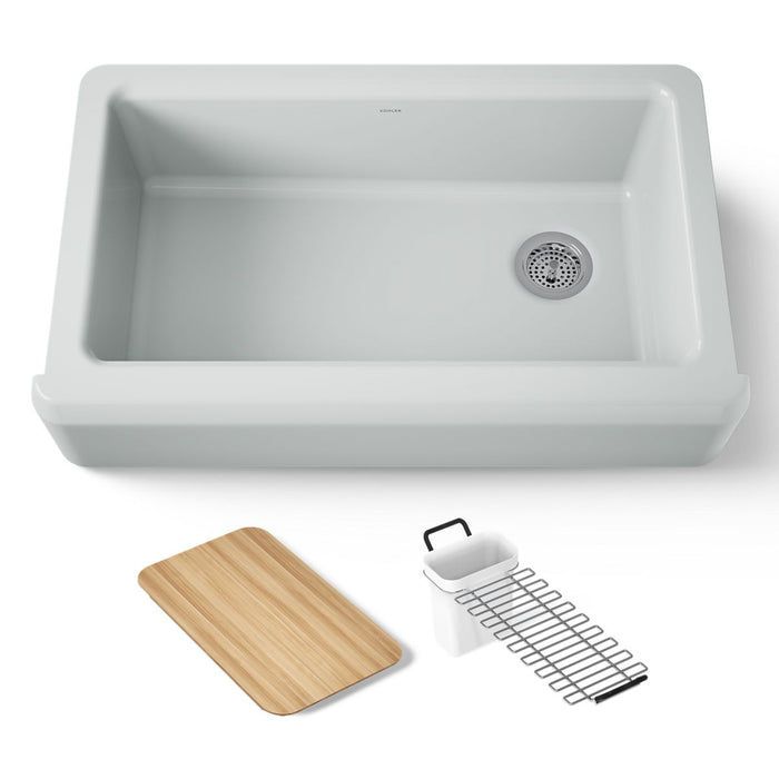 KOHLER K-24564 Riverby 35-3/4" undermount single-bowl farmhouse workstation kitchen sink, ice grey - view 5