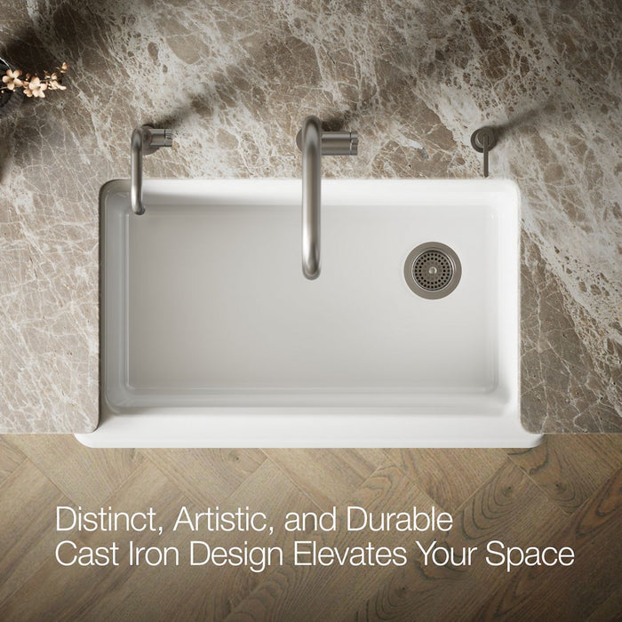 KOHLER K-24564 Riverby 35-3/4" undermount single-bowl farmhouse workstation kitchen sink, white - view 4