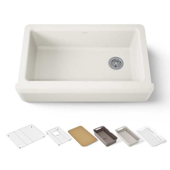 KOHLER K-24564 Riverby 35-3/4" Undermount Single-bowl Farmhouse Workstation Kitchen Sink