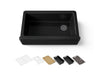 KOHLER K-24564 Riverby 35-3/4" Undermount Single-bowl Farmhouse Workstation Kitchen Sink, black black