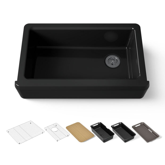 KOHLER K-24564 Riverby 35-3/4" Undermount Single-bowl Farmhouse Workstation Kitchen Sink, black black - view 5