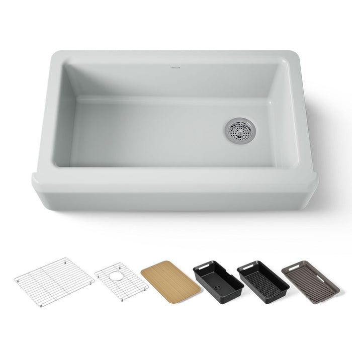 KOHLER K-24564 Riverby 35-3/4" Undermount Single-bowl Farmhouse Workstation Kitchen Sink, ice grey - view 5