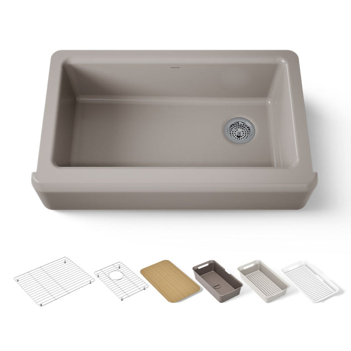 KOHLER K-24564 Riverby 35-3/4" Undermount Single-bowl Farmhouse Workstation Kitchen Sink