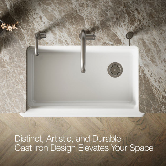 KOHLER K-24564 Riverby 35-3/4" Undermount Single-bowl Farmhouse Workstation Kitchen Sink, white - view 3