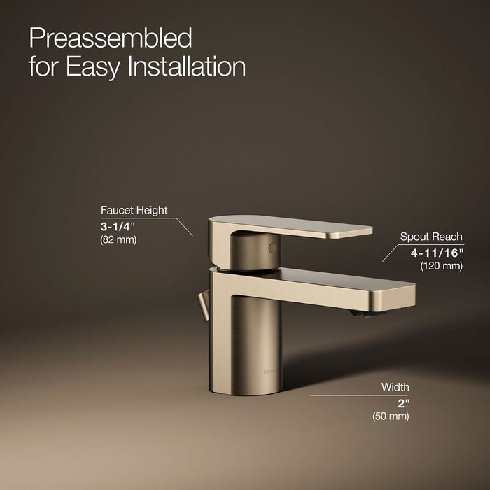 KOHLER K-24804-4 Parallel Low single-handle bathroom sink faucet, 1.2 gpm