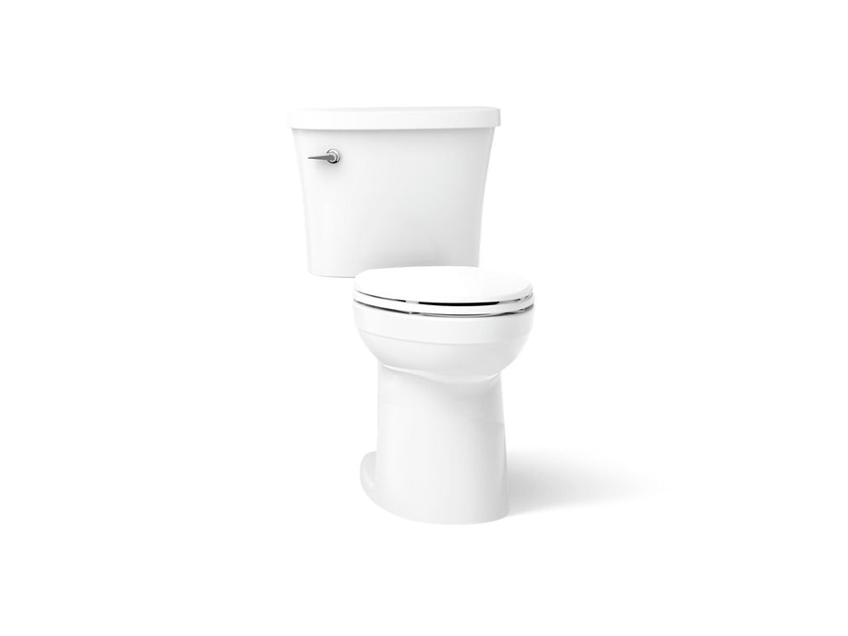 KOHLER K-25077-T Kingston ComForteeight Two-piece elongated 1.28 gpf chair height toilet with tank cover locks, white