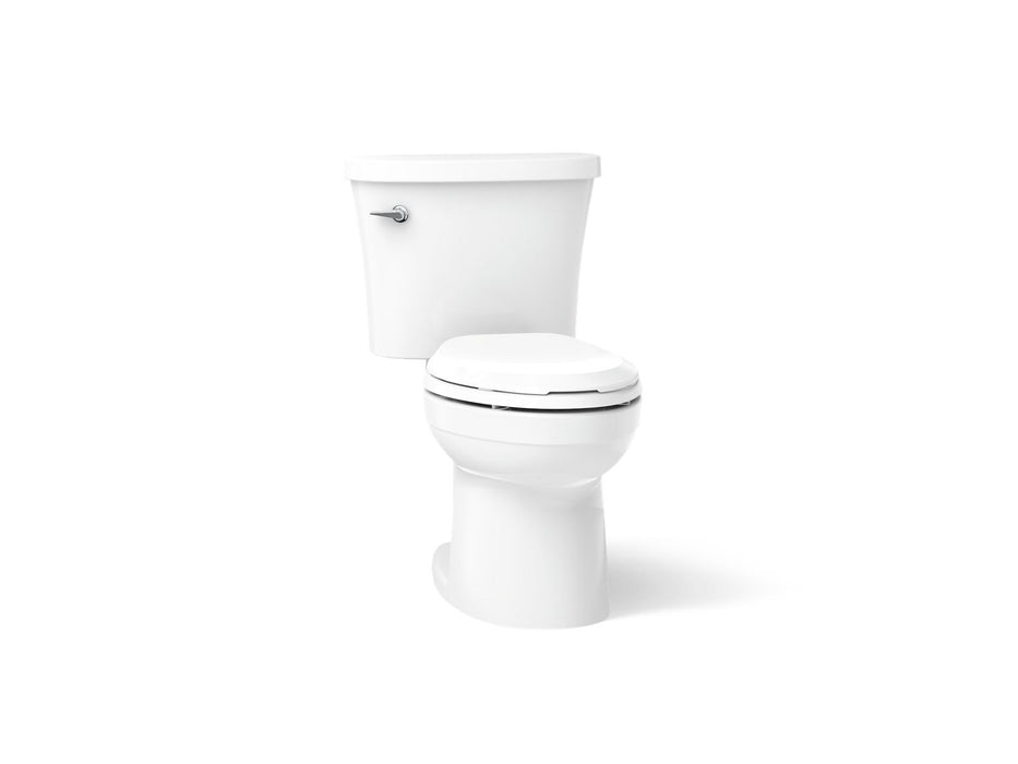 KOHLER K-25087-SST Kingston Two-piece elongated 1.28 gpf toilet with tank cover locks and antimicrobial finish, white