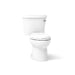 KOHLER K-25087-TR Kingston Two-piece elongated 1.28 gpf toilet with right-hand trip lever and tank cover locks, white
