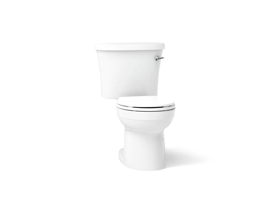 KOHLER K-25097-SSTR Kingston Two-piece round-front 1.28 gpf toilet with right-hand trip lever, tank cover locks and...