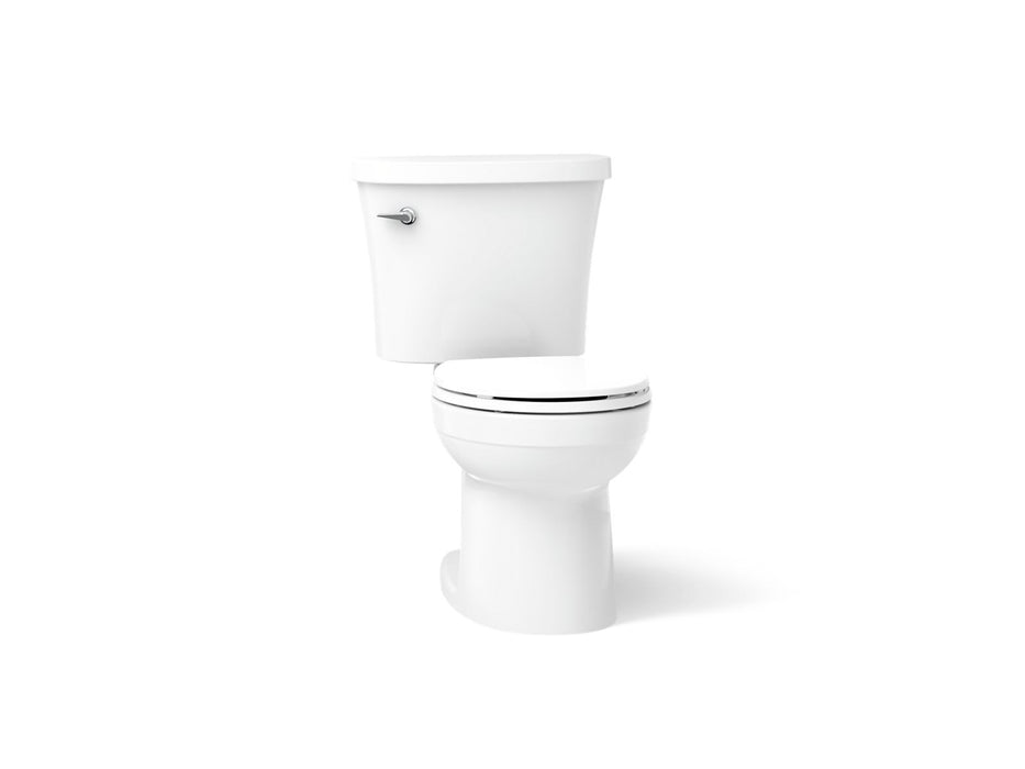 KOHLER K-25097-T Kingston Two-piece round-front 1.28 gpf toilet with tank cover locks, white