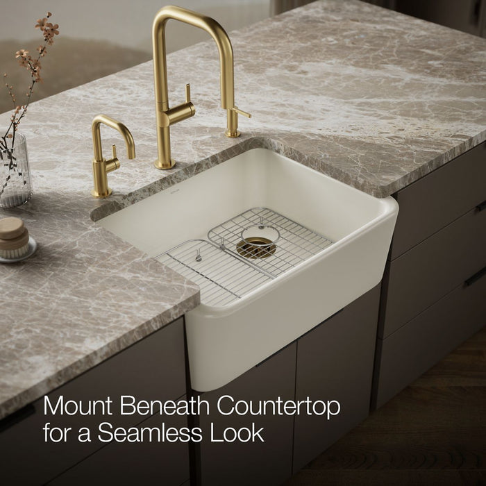 KOHLER K-25766 Ironridge 28" undermount single-bowl farmhouse kitchen sink, biscuit - view 5