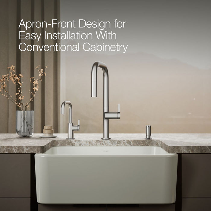 KOHLER K-25766 Ironridge 28" undermount single-bowl farmhouse kitchen sink, dune - view 2