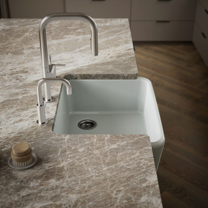 KOHLER K-25766 Ironridge 28" undermount single-bowl farmhouse kitchen sink, ice grey - view 3