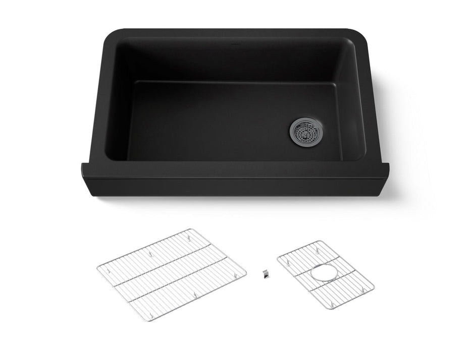 KOHLER K-25784 Cairn Undermount single-bowl farmhouse kitchen sink, matte black