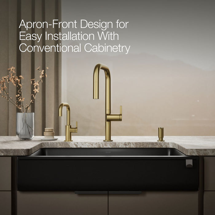 KOHLER K-25784 Cairn Undermount single-bowl farmhouse kitchen sink, matte black - view 5