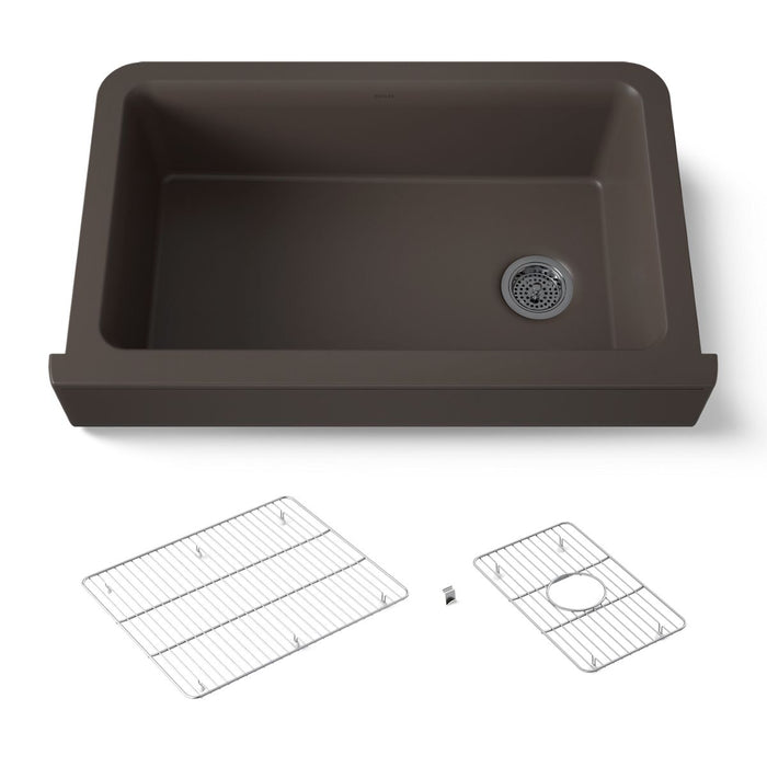 KOHLER K-25784 Cairn Undermount single-bowl farmhouse kitchen sink, matte brown - view 4