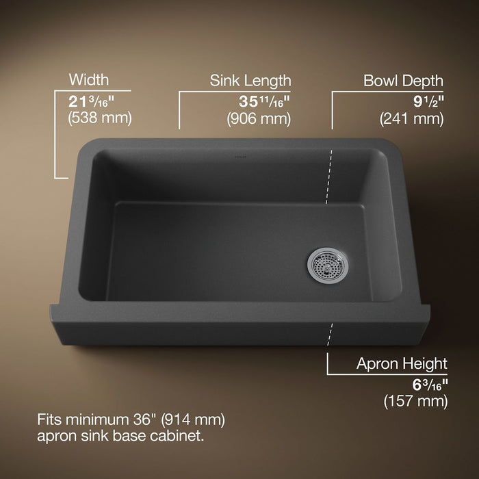 KOHLER K-25784 Cairn Undermount single-bowl farmhouse kitchen sink