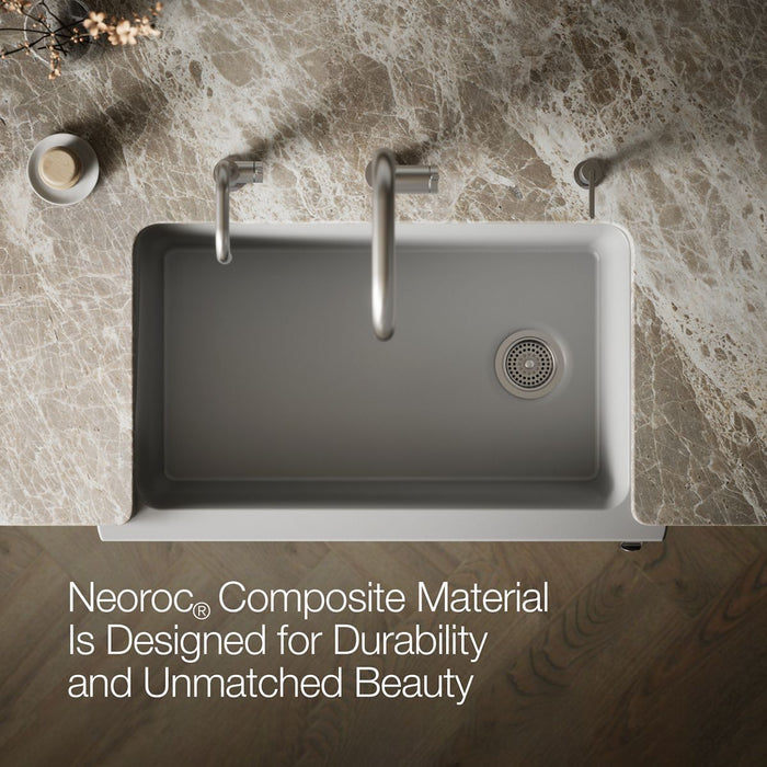 KOHLER K-25784 Cairn Undermount single-bowl farmhouse kitchen sink, matte grey - view 5