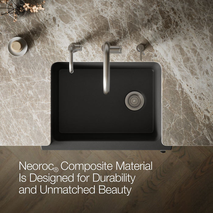 KOHLER K-25785 Cairn 29-3/4" undermount single-bowl farmhouse kitchen sink with short apron, matte graphite - view 4