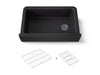 KOHLER K-25786 Cairn 34" undermount single-bowl farmhouse kitchen sink, matte black