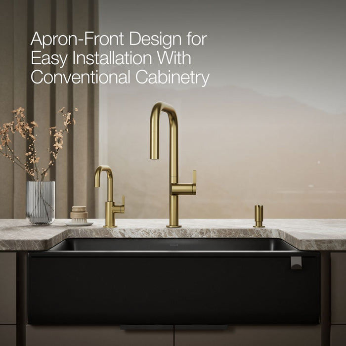 KOHLER K-25786 Cairn 34" undermount single-bowl farmhouse kitchen sink, matte black - view 4