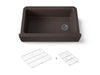 KOHLER K-25786 Cairn 34" undermount single-bowl farmhouse kitchen sink, matte brown