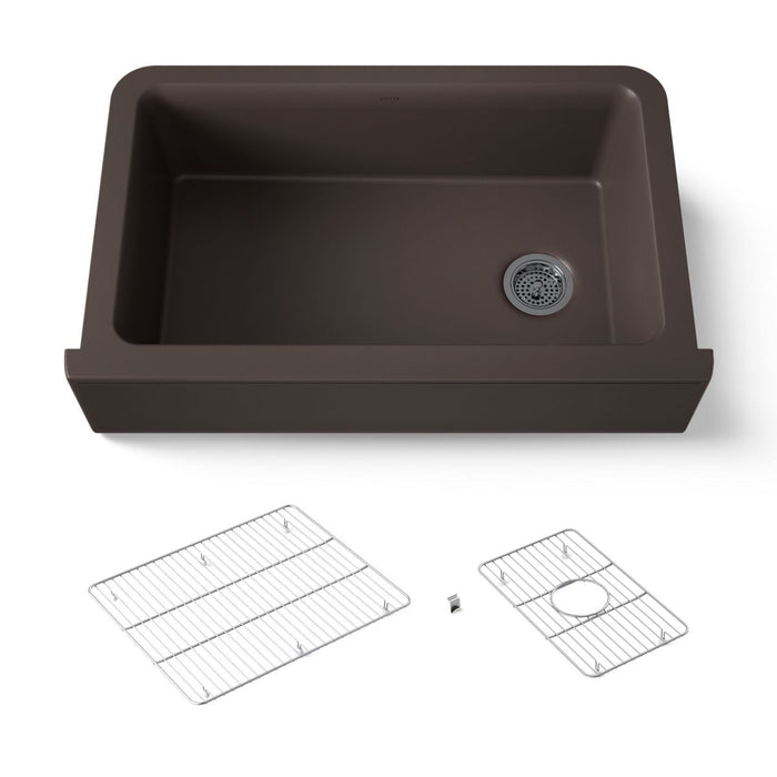 KOHLER K-25786 Cairn 34" undermount single-bowl farmhouse kitchen sink, matte brown - view 4