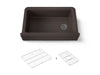 KOHLER K-25788 Cairn 34" undermount single-bowl farmhouse kitchen sink with fluted design, matte brown
