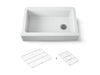 KOHLER K-25788 Cairn 34" undermount single-bowl farmhouse kitchen sink with fluted design, matte white