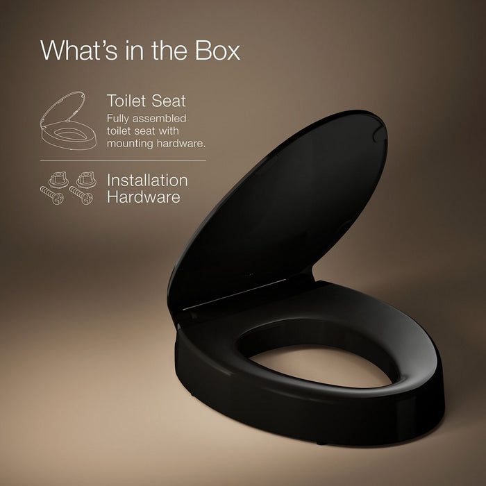 KOHLER K-25875 Hyten Elevated Quiet-Close elongated toilet seat, black black - view 5