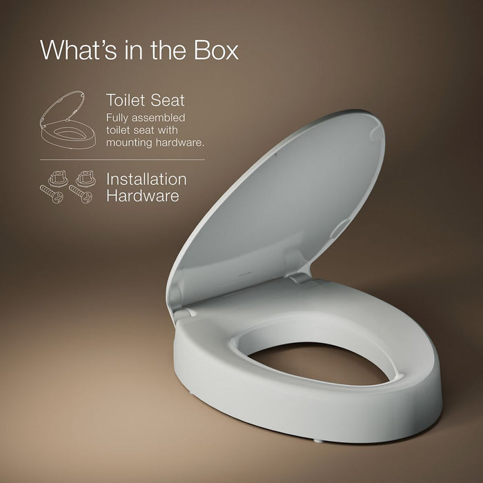 KOHLER K-25875 Hyten Elevated Quiet-Close elongated toilet seat, ice grey - view 5