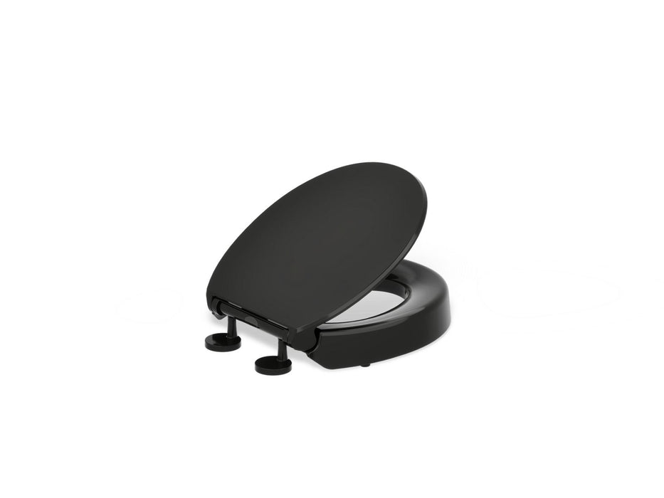 KOHLER K-25876 Hyten Elevated Quiet-Close round-front toilet seat, black black