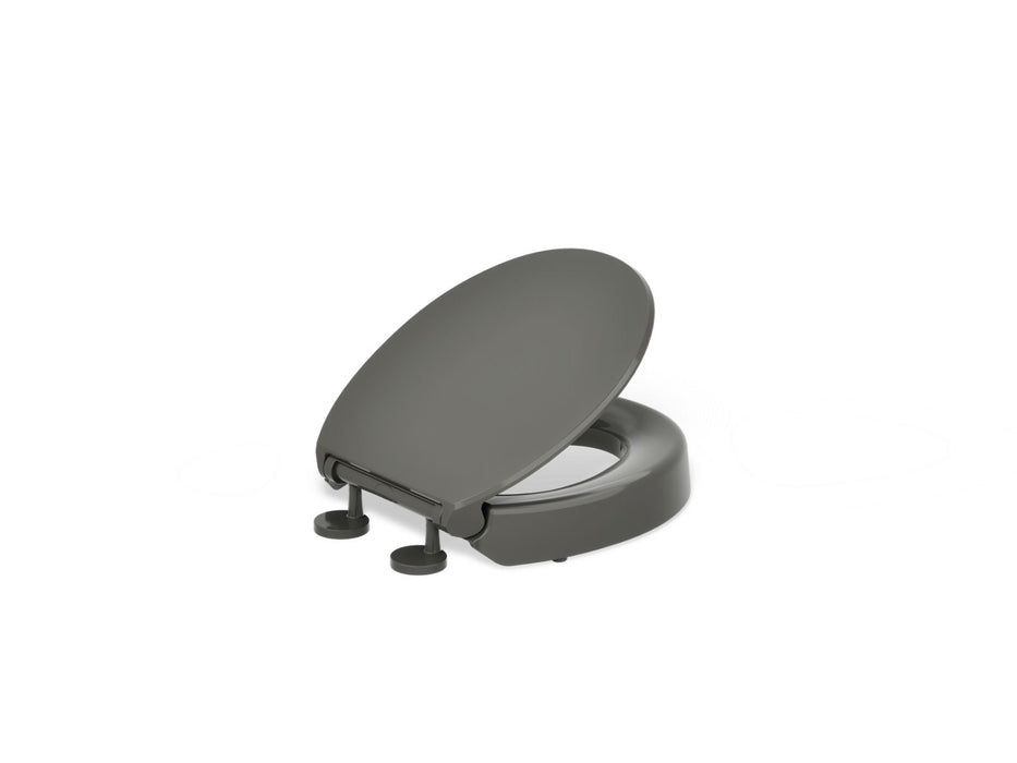 KOHLER K-25876 Hyten Elevated Quiet-Close round-front toilet seat, thunder grey