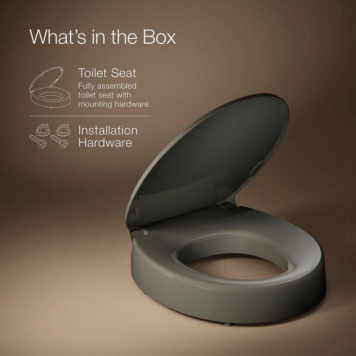 KOHLER K-25876 Hyten Elevated Quiet-Close round-front toilet seat, thunder grey - view 5