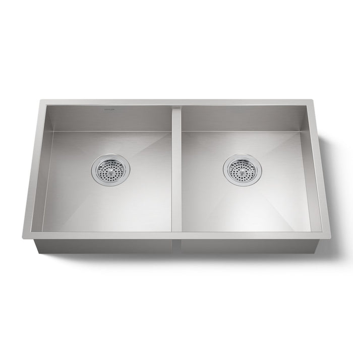 KOHLER K-25940 Vault 32" undermount double-bowl kitchen sink, stainless steel - view 4