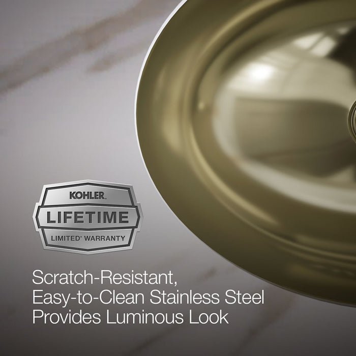 KOHLER K-2602 Rhythm 23-1/4" oval undermount bathroom sink, no overflow, mirror french gold - view 2