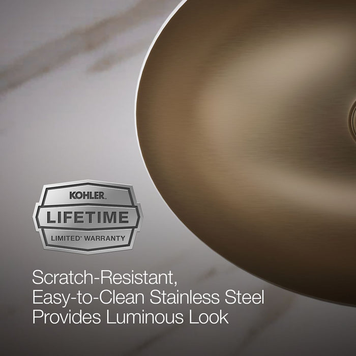 KOHLER K-2602 Rhythm 23-1/4" oval undermount bathroom sink, no overflow, satin bronze - view 2