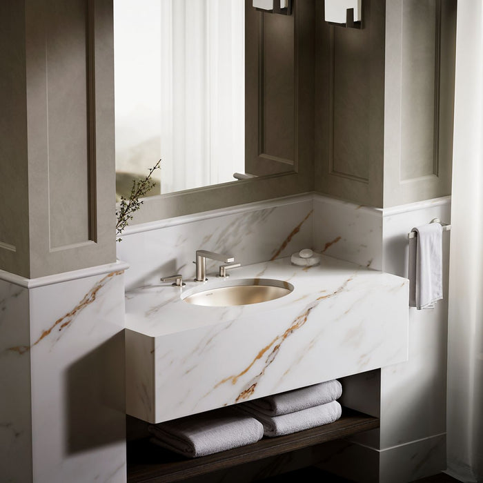 KOHLER K-2602 Rhythm 23-1/4" oval undermount bathroom sink, no overflow, satin bronze - view 4