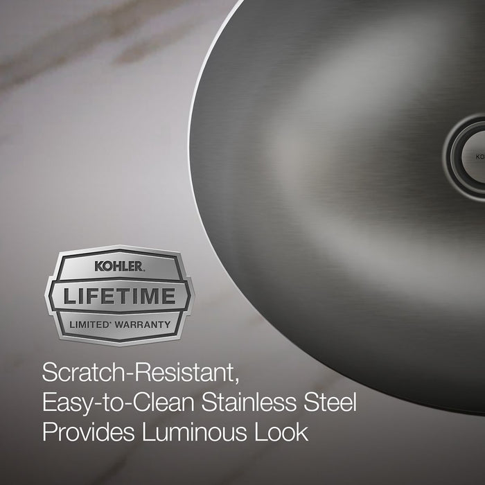 KOHLER K-2608-MU Bachata 20" oval drop-in/undermount bathroom sink, no overflow, mirror - view 2