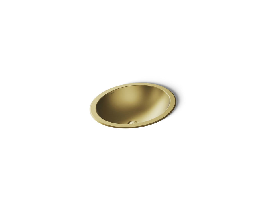 KOHLER K-2608-SU Bachata 20" oval drop-in/undermount bathroom sink, no overflow, vibrant brushed moderne brass