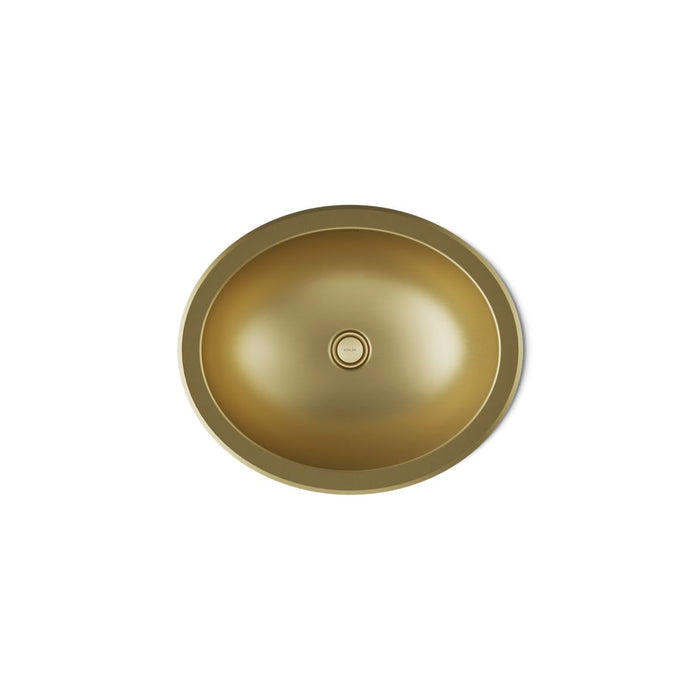 KOHLER K-2608-SU Bachata 20" oval drop-in/undermount bathroom sink, no overflow, vibrant brushed moderne brass - view 5