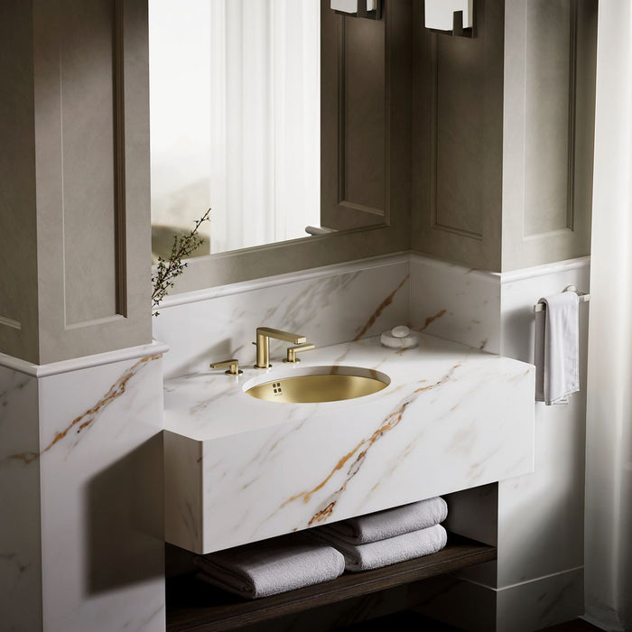 KOHLER K-2609-SU Bachata 20" oval drop-in/undermount bathroom sink, vibrant brushed moderne brass - view 3