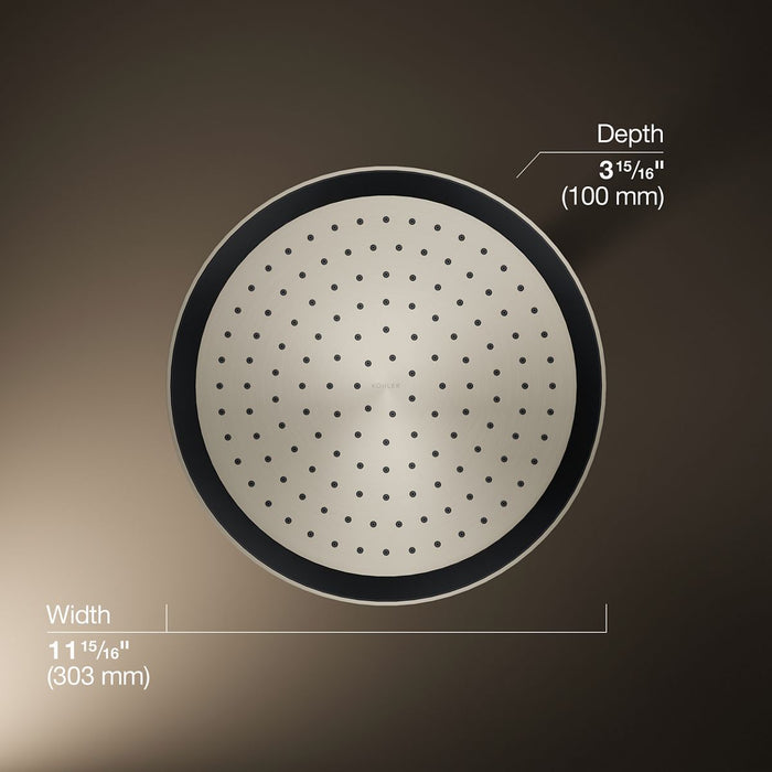 KOHLER K-26291 Statement Round 12" Single-function Rainhead, 2.5 GPM